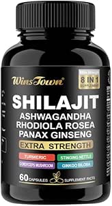 NEW 8-in-1 Organic Pure Himalayan Shilajit Capsules - Gold Grade Shilajit for Men & Women with Ashwagandha, Rhodiola Rosea, Panax, Ginseng