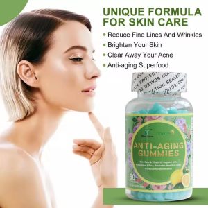 Anti-Aging Gummies, Promotes New Skin Cells Production Rejuvenation, Anti-Wrinkle and Skin Firmness Support, Lemon Flavor, 60 Count