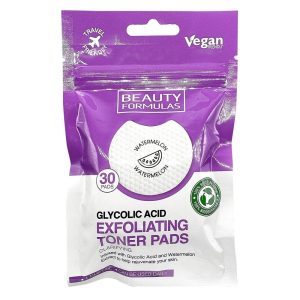 Beauty Formulas Glycolic Acid Exfoliating Toner Pads, 30 Pads