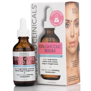 Advanced Clinicals 10 Glycolic Acid Exfoliating Serum Anti Aging Brightening