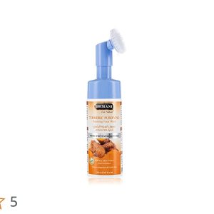 Hemani Turmeric Foaming Face Wash - 150 ml Natural Makeup & Dirt Remover Cleanser also use 3-in-1 cleansing brush