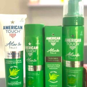American Touch Tea Tree Hydrating Foaming Cleanser, Toner, Serum with Aloe Vera, Hyaluronic and SalicylicAcid - 4 set For Oily & Blemish-Prone Skin