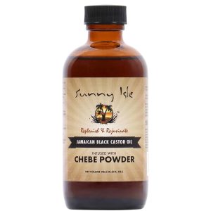 Sunny Isle Jamaican Black Castor Oil Infused with All-Natural African Chebe Powder 4oz | For Longer, Stronger Hair | Moisturizer for All Hair Types