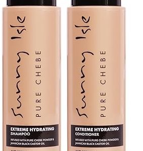 Sunny Isle Jamaican Black Castor Oil Infused Pure Chebe Extreme Hydrating Shampoo and Conditioner 12oz Bundle | For Longer, Stronger Hair(2 set)