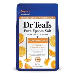 Dr Teal's Salt Soak with Pure Epsom Salt, Glow & Radiance with Vitamin C & Citrus Essential Oils, 3 lbs