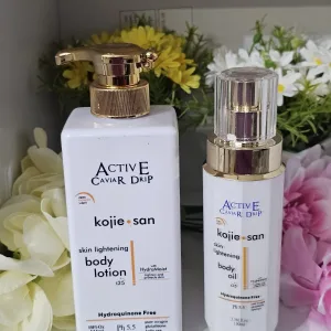 Active Caviar Drip Kojie San Skin Lotion and Oil.