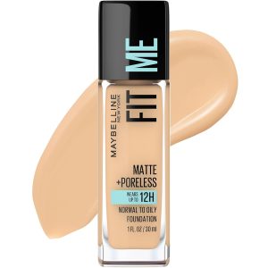 Maybelline Fit Me Matte + Poreless Liquid Oil-Free Foundation Makeup, Mocha, 1 Count