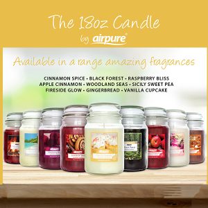 AIRPURE Large Candle Scented, Apple Cinnamon Fragrance, 18oz Jar, 120 Hour Ornamental Candles, Fill The Room with a Warm and Homey Fragrance, for The Bedroom, Bathroom, Family Room or Office