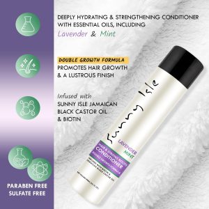 Sunny Isle Lavender Mint Hair and Strong Roots Conditioner 10.1oz | Strengthening with Biotin, Jamaican Black Castor Oil | Paraben & Sulfate Free | Double Growth Formula