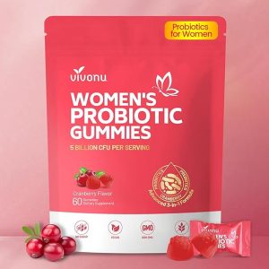 VivoNu Probiotics for Women, Women Probiotic Gummies, 500 Million CFUs, Fiber | Feminine Balance Gummies for Healthy Odour, Digestive Support and Gut Health + Vitamin C for Immune Support - 60 Gummies/