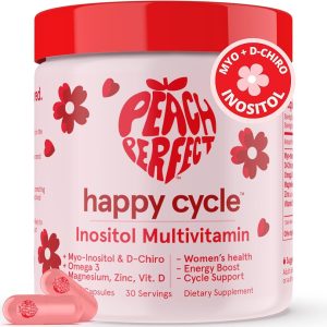Peach Perfect Inositol Multivitamin – Myo-Inositol & D-Chiro 40:1 Blend, Omega-3, Vitamin D3, Magnesium, Zinc – Supports Women’s Health, Mood, Energy, Supplement – 30 SVG