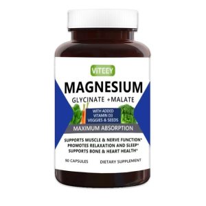 Magnesium Glycinate + Malate with Vitamin D3 – Maximum Absorption (90 Veggie Capsules)